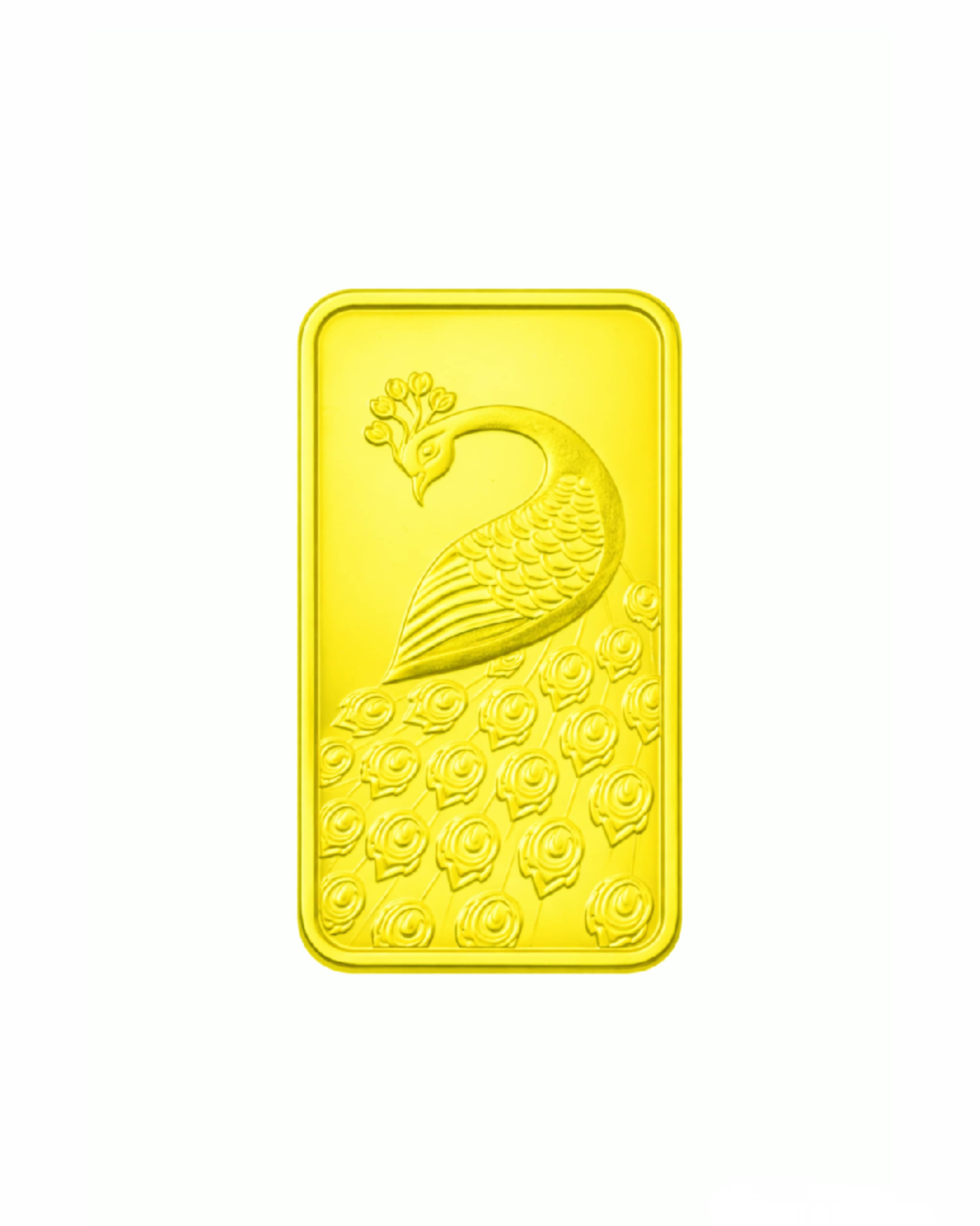 Peacock-themed gold bar with embossed peacock design